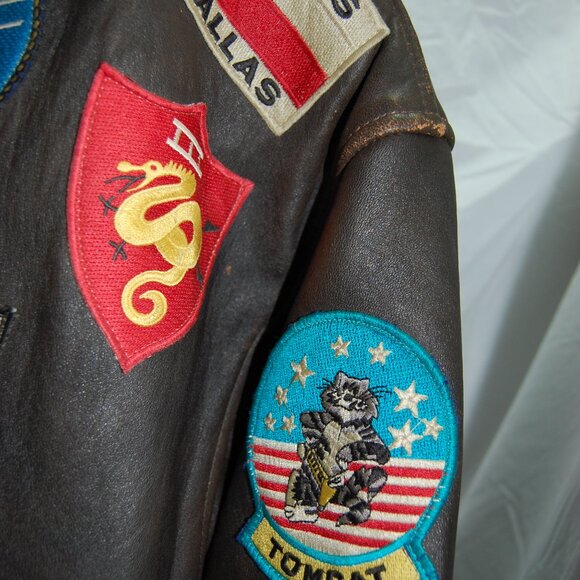VTG🔥Size:L TYPE G-1 Classic Bomber Flight Patchwork LEATHER Bomber Jacket USA - Picture 6 of 15